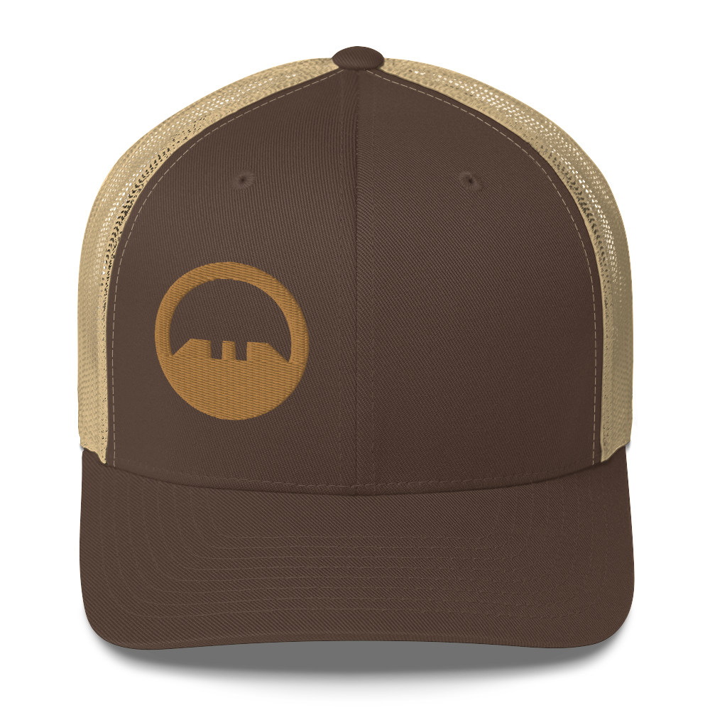 PSS/GFW/Gabe White Training Trucker Cap Brown and Khaki/Old Gold Logo