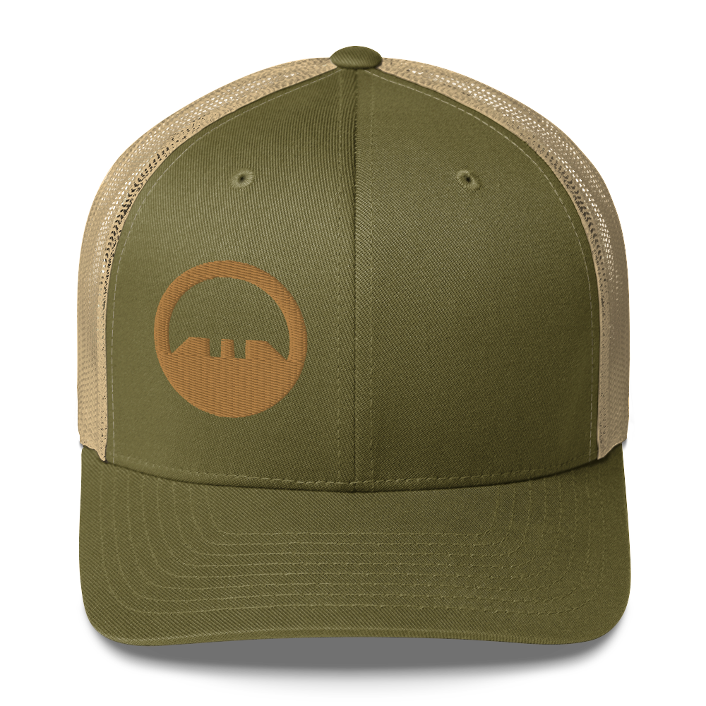 PSS/GFW/Gabe White Training Trucker Cap Moss and Khaki/Old Gold Logo